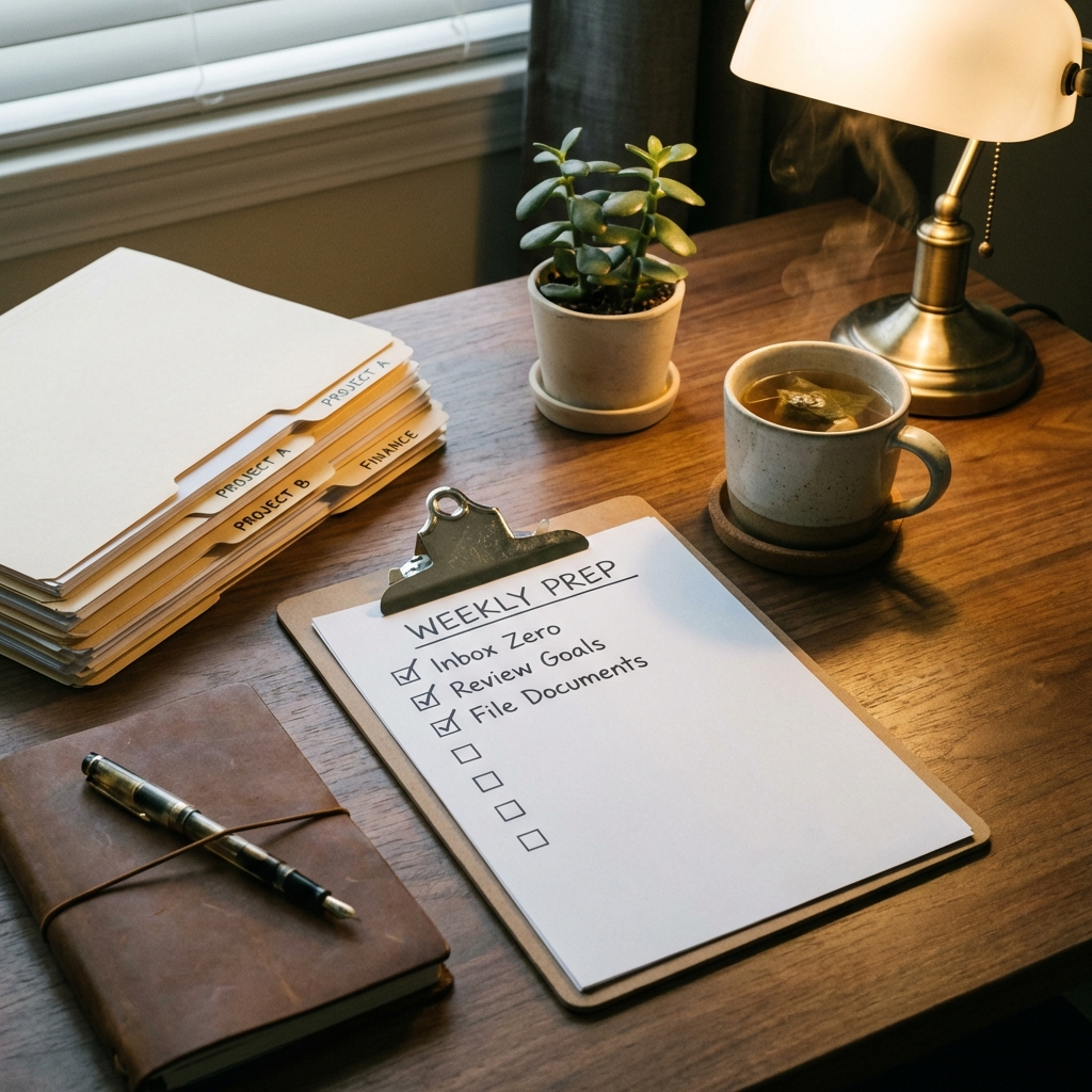 Vorbereitung und Checkliste am Schreibtisch